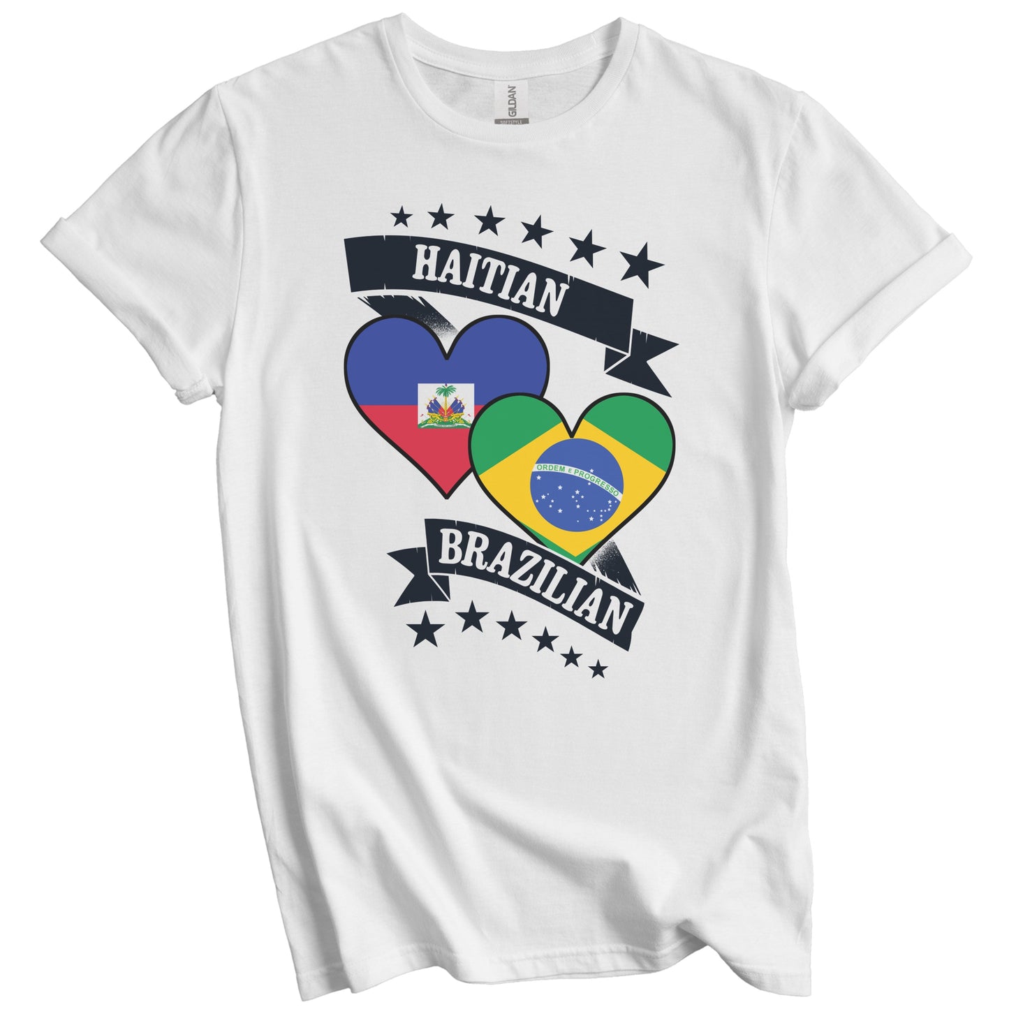 Haitian Brazilian Heart Flags Haiti Brazil T-Shirt