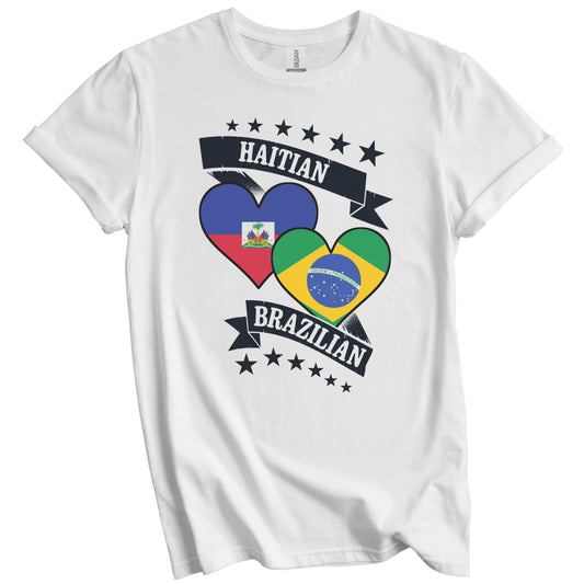 Haitian Brazilian Heart Flags Haiti Brazil T-Shirt