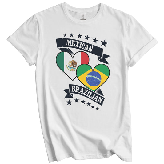 Mexican Brazilian Heart Flags Mexico Brazil T-Shirt