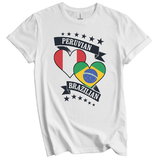 Peruvian Brazilian Heart Flags Peru Brazil T-Shirt