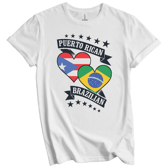 Puerto Rican Brazilian Heart Flags Puerto Rico Brazil T-Shirt