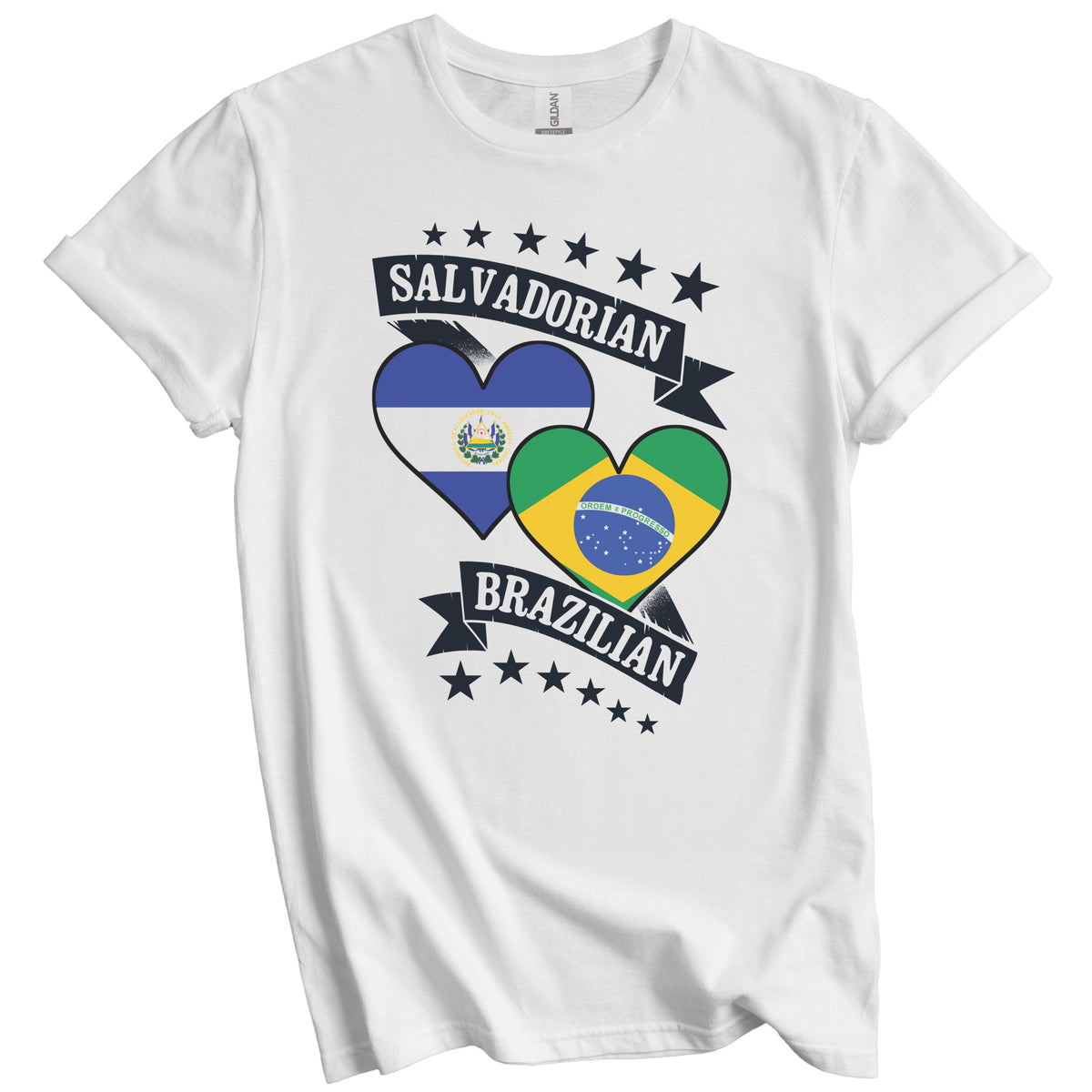 Salvadorian Brazilian Heart Flags El Salvador Brazil T-Shirt