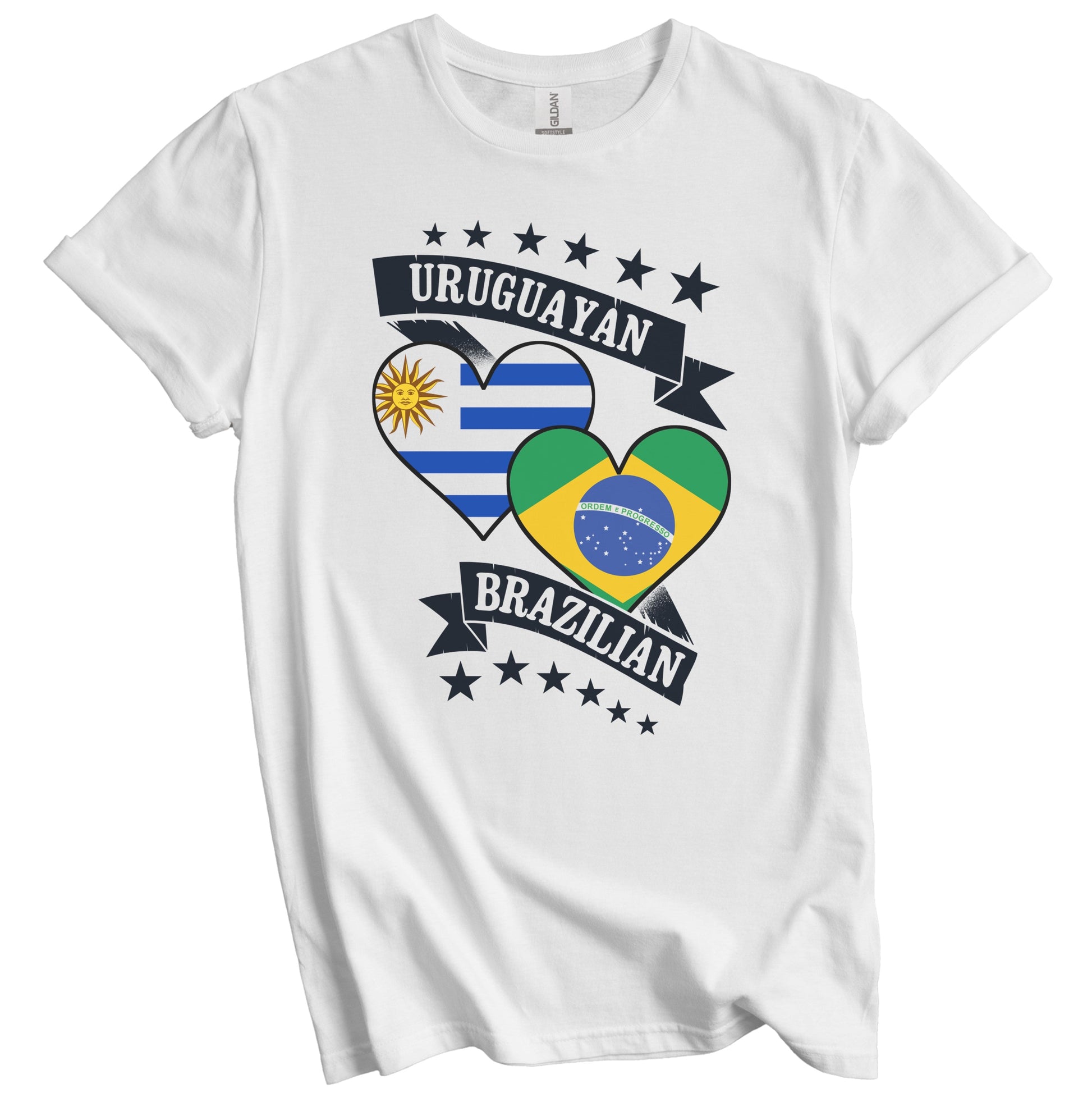 Uruguayan Brazilian Heart Flags Uruguay Brazil T-Shirt