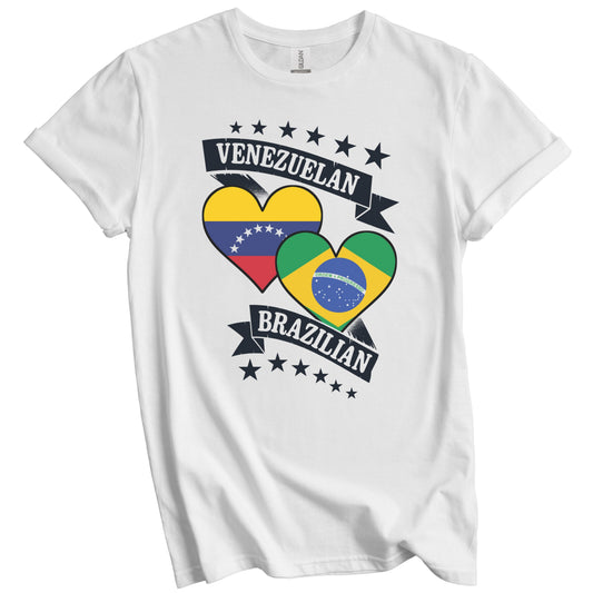 Venezuelan Brazilian Heart Flags Venezuela Brazil T-Shirt