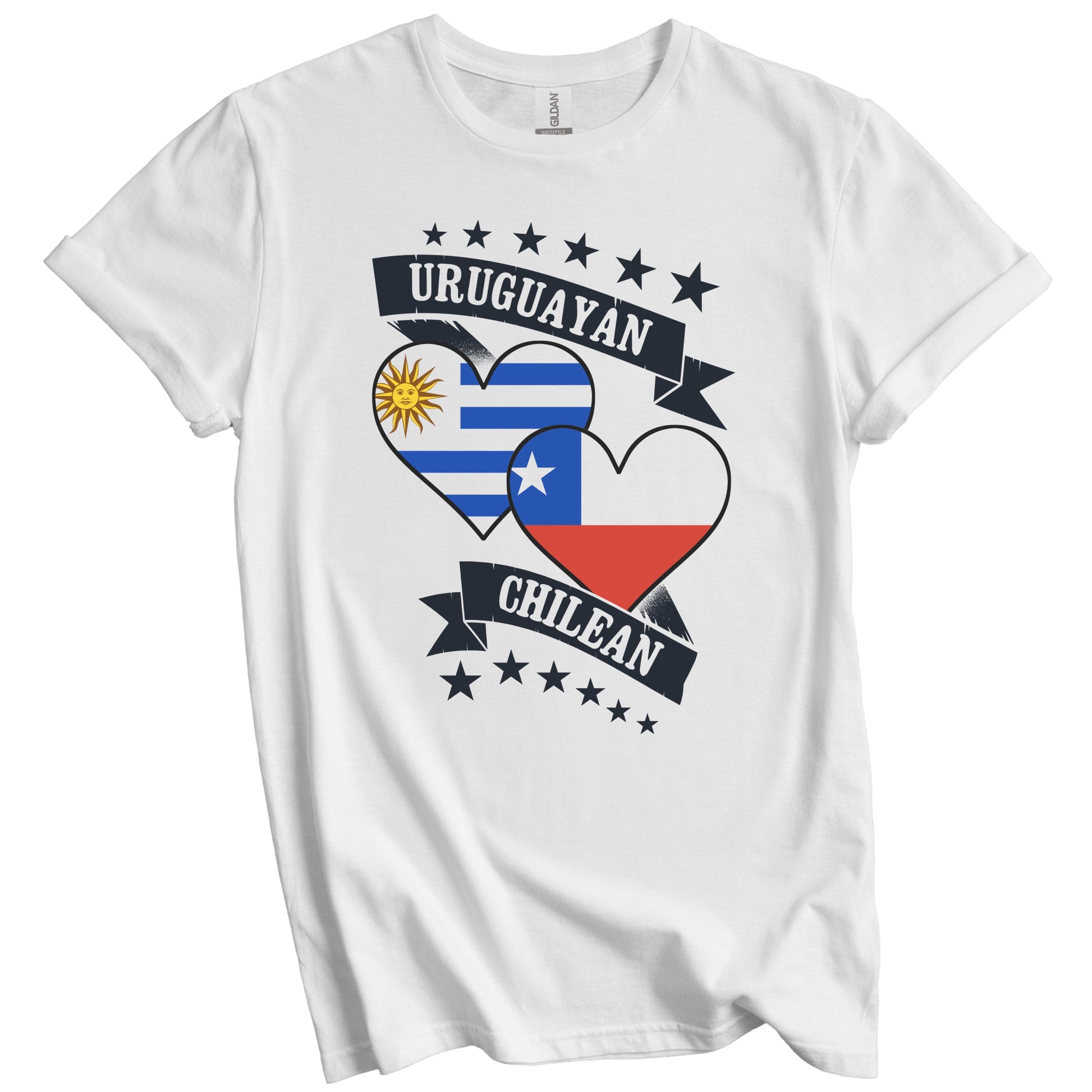 Uruguayan Chilean Heart Flags Uruguay Chile T-Shirt