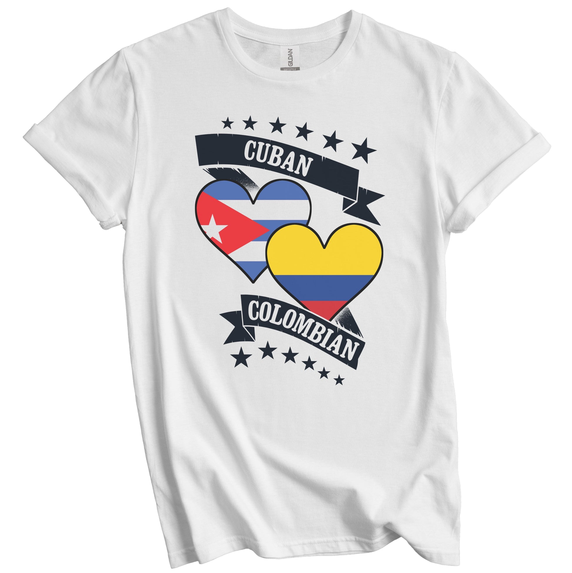 Cuban Colombian Heart Flags Cuba Colombia T-Shirt