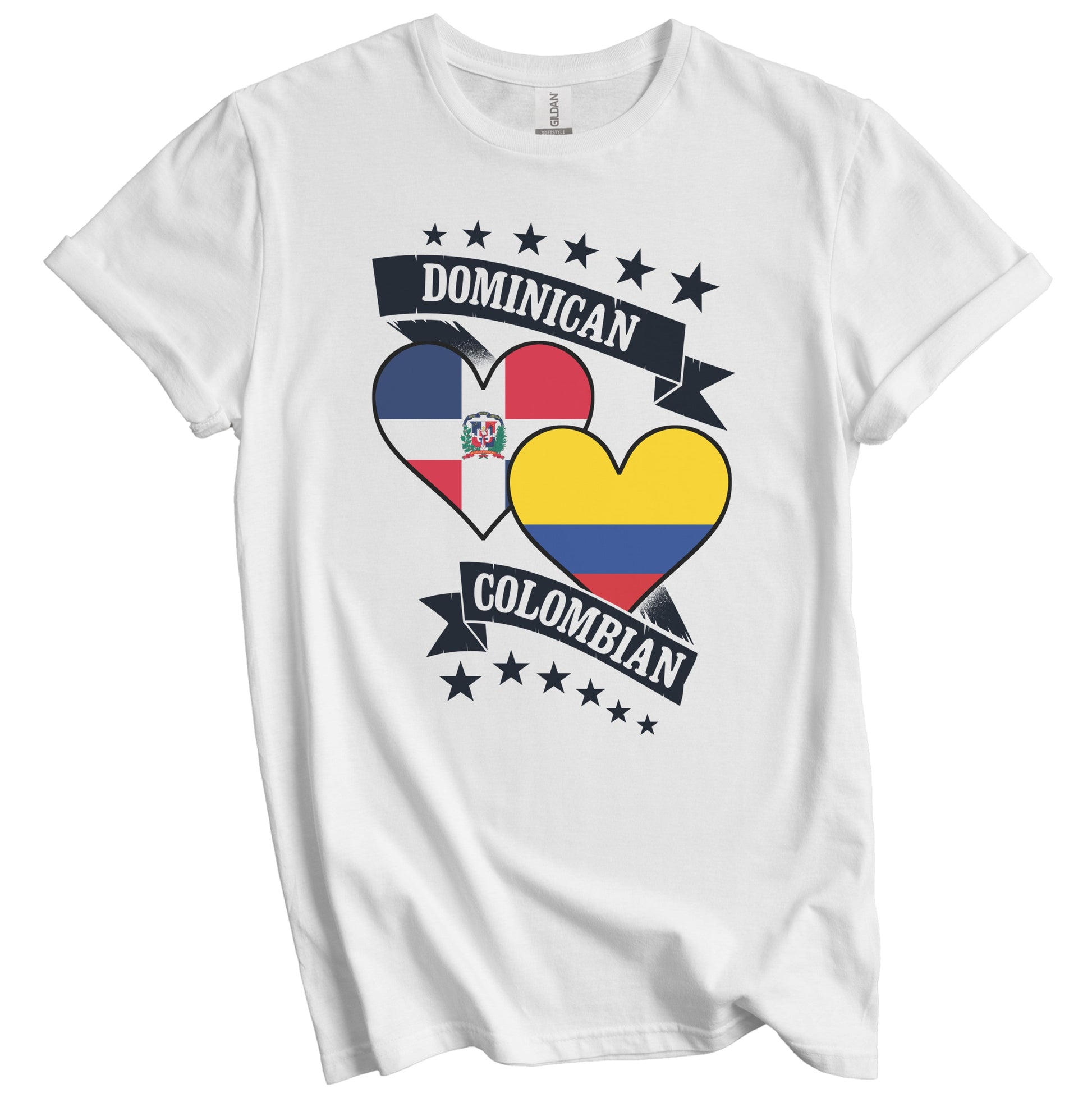 Dominican Colombian Heart Flags Dominican Republic Colombia T-Shirt