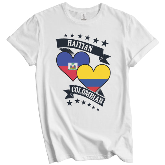 Haitian Colombian Heart Flags Haiti Colombia T-Shirt