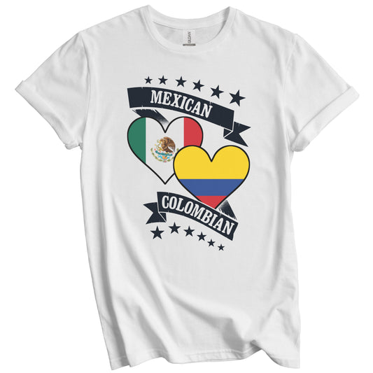 Mexican Colombian Heart Flags Mexico Colombia T-Shirt