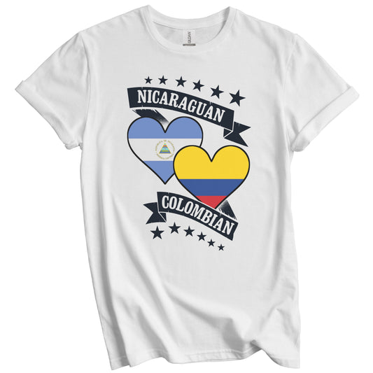 Nicaraguan Colombian Heart Flags Nicaragua Colombia T-Shirt
