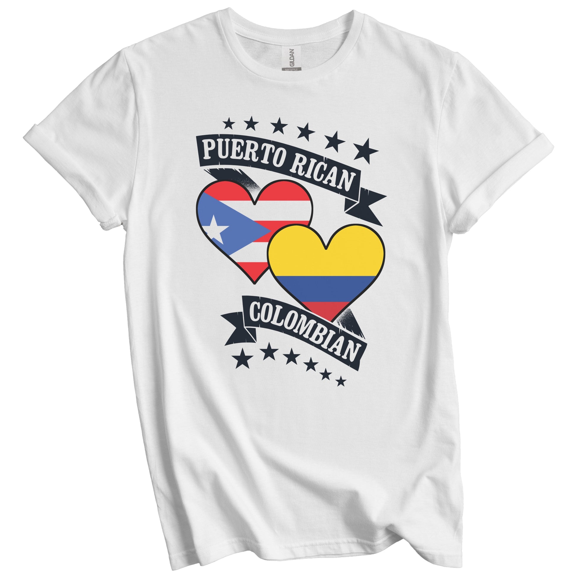 Puerto Rican Colombian Heart Flags Puerto Rico Colombia T-Shirt