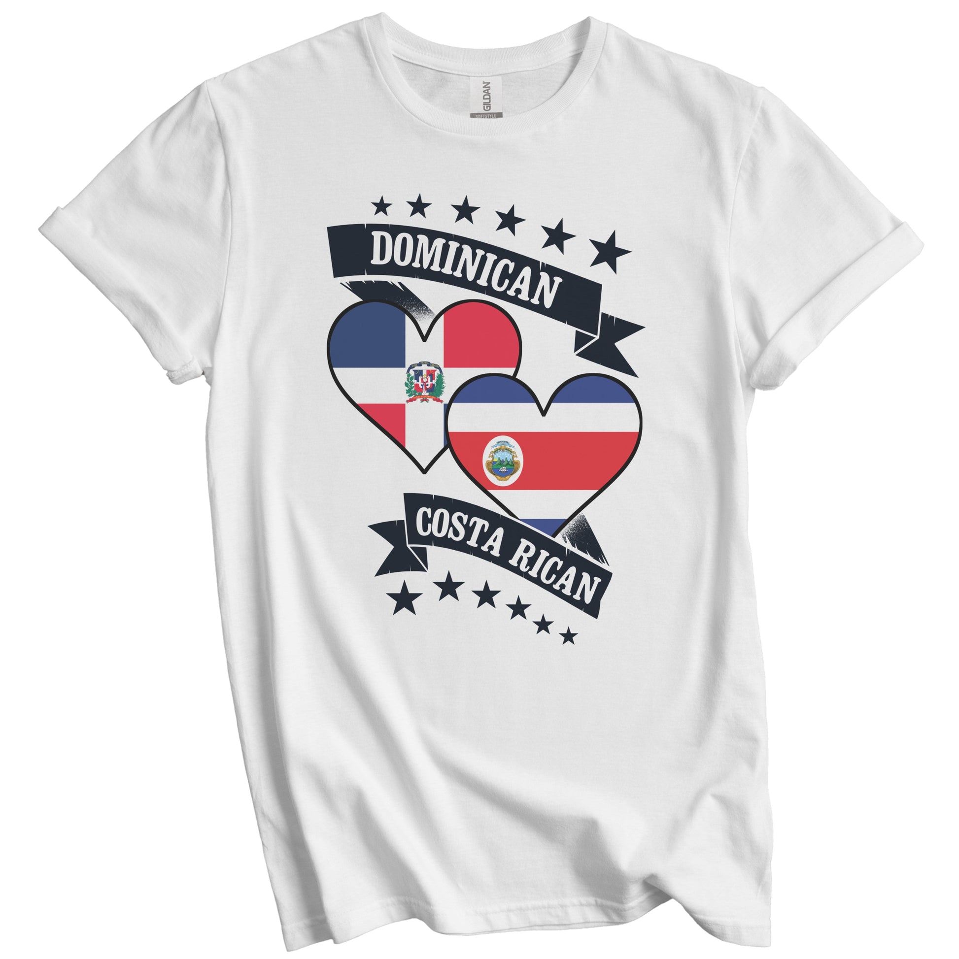 Dominican Costa Rican Heart Flags Dominican Republic Costa Rica T-Shirt