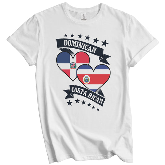 Dominican Costa Rican Heart Flags Dominican Republic Costa Rica T-Shirt