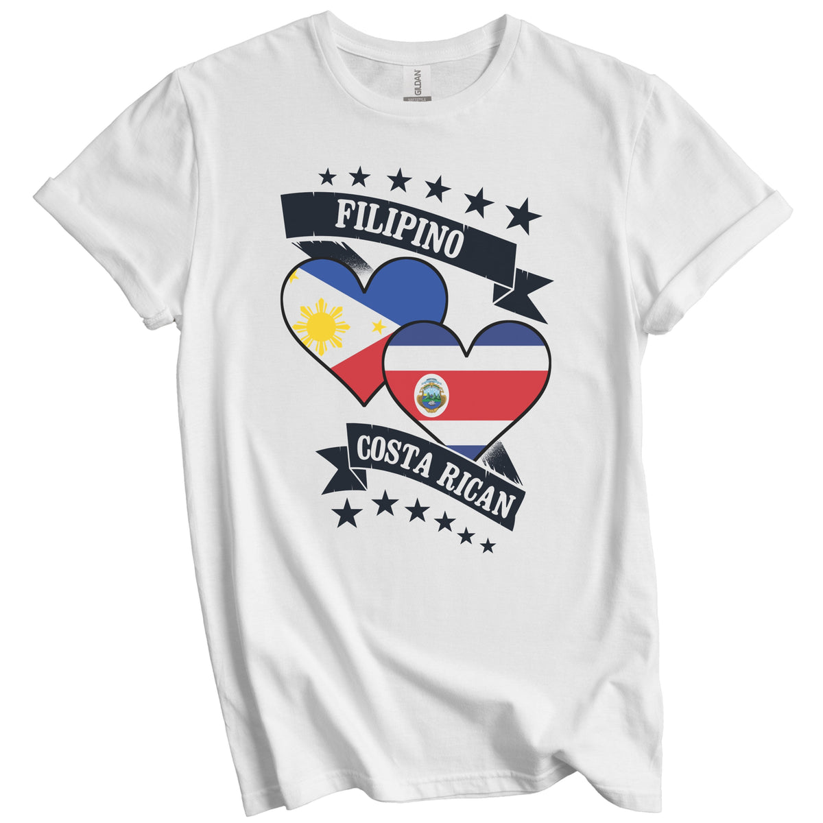 Filipino Costa Rican Heart Flags Philippines Costa Rica T-Shirt