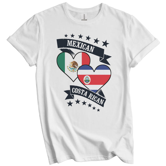 Mexican Costa Rican Heart Flags Mexico Costa Rica T-Shirt