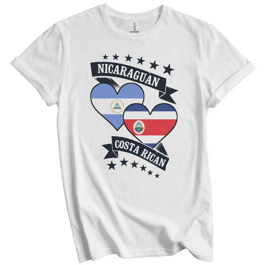 Nicaraguan Costa Rican Heart Flags Nicaragua Costa Rica T-Shirt
