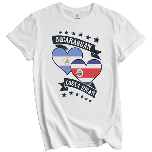 Nicaraguan Costa Rican Heart Flags Nicaragua Costa Rica T-Shirt
