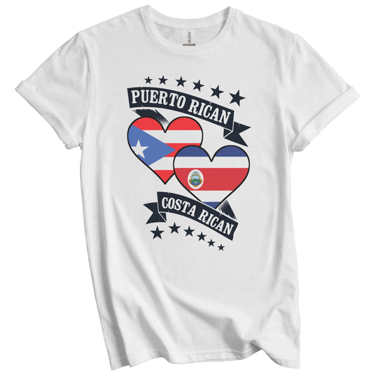 Puerto Rican Costa Rican Heart Flags Puerto Rico Costa Rica T-Shirt