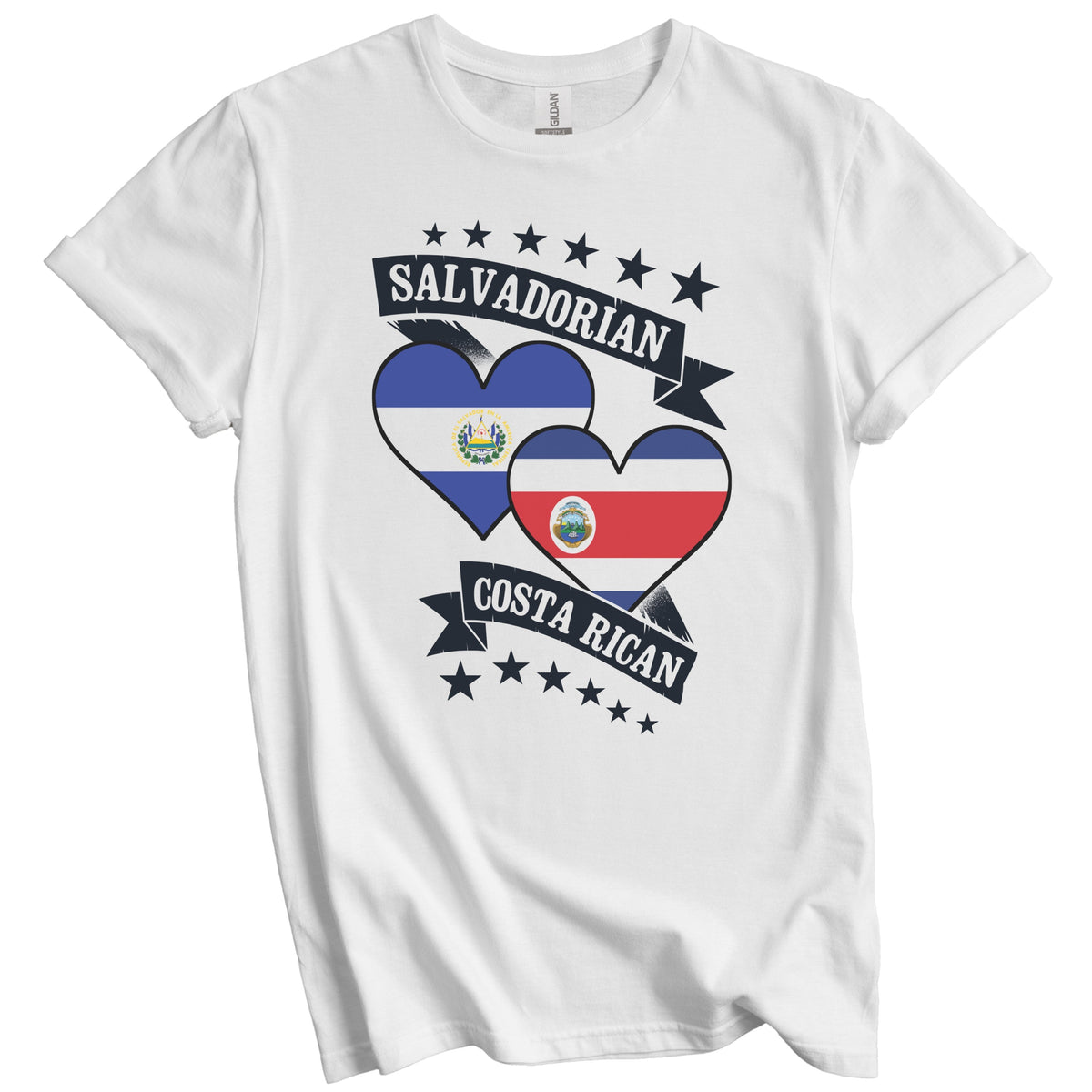 Salvadorian Costa Rican Heart Flags El Salvador Costa Rica T-Shirt
