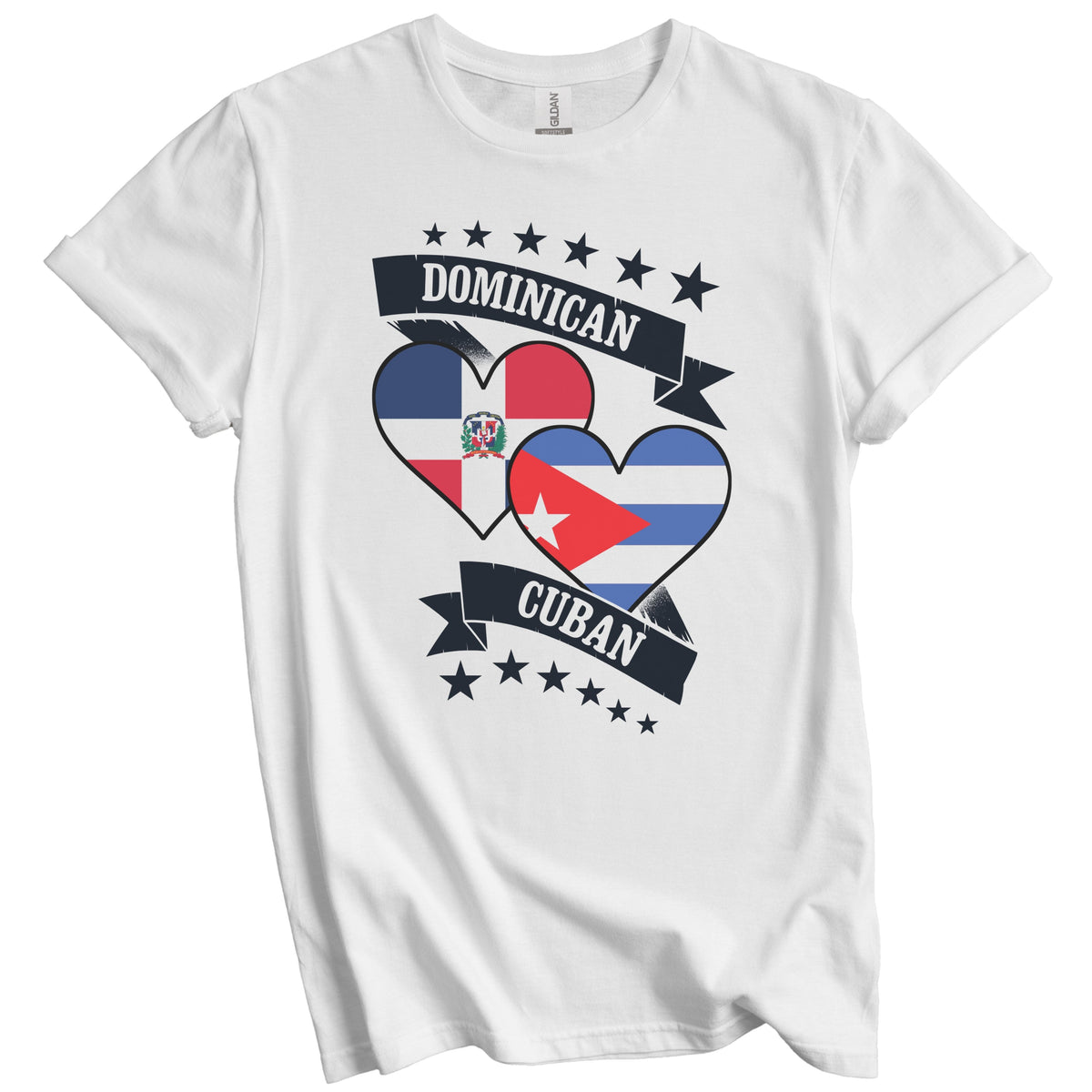 Dominican Cuban Heart Flags Dominican Republic Cuba T-Shirt