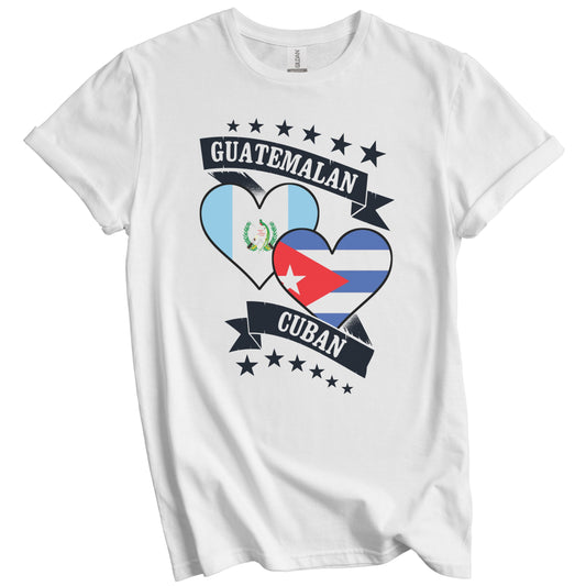 Guatemalan Cuban Heart Flags Guatemala Cuba T-Shirt