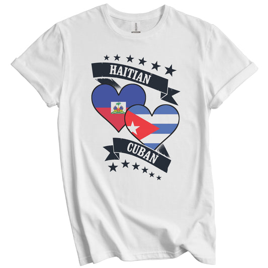 Haitian Cuban Heart Flags Haiti Cuba T-Shirt