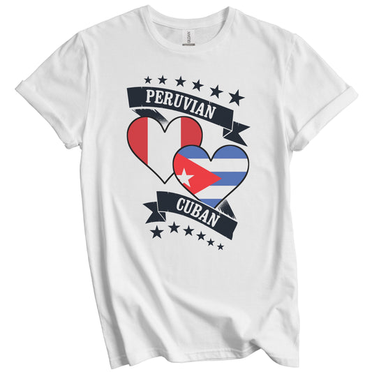 Peruvian Cuban Heart Flags Peru Cuba T-Shirt