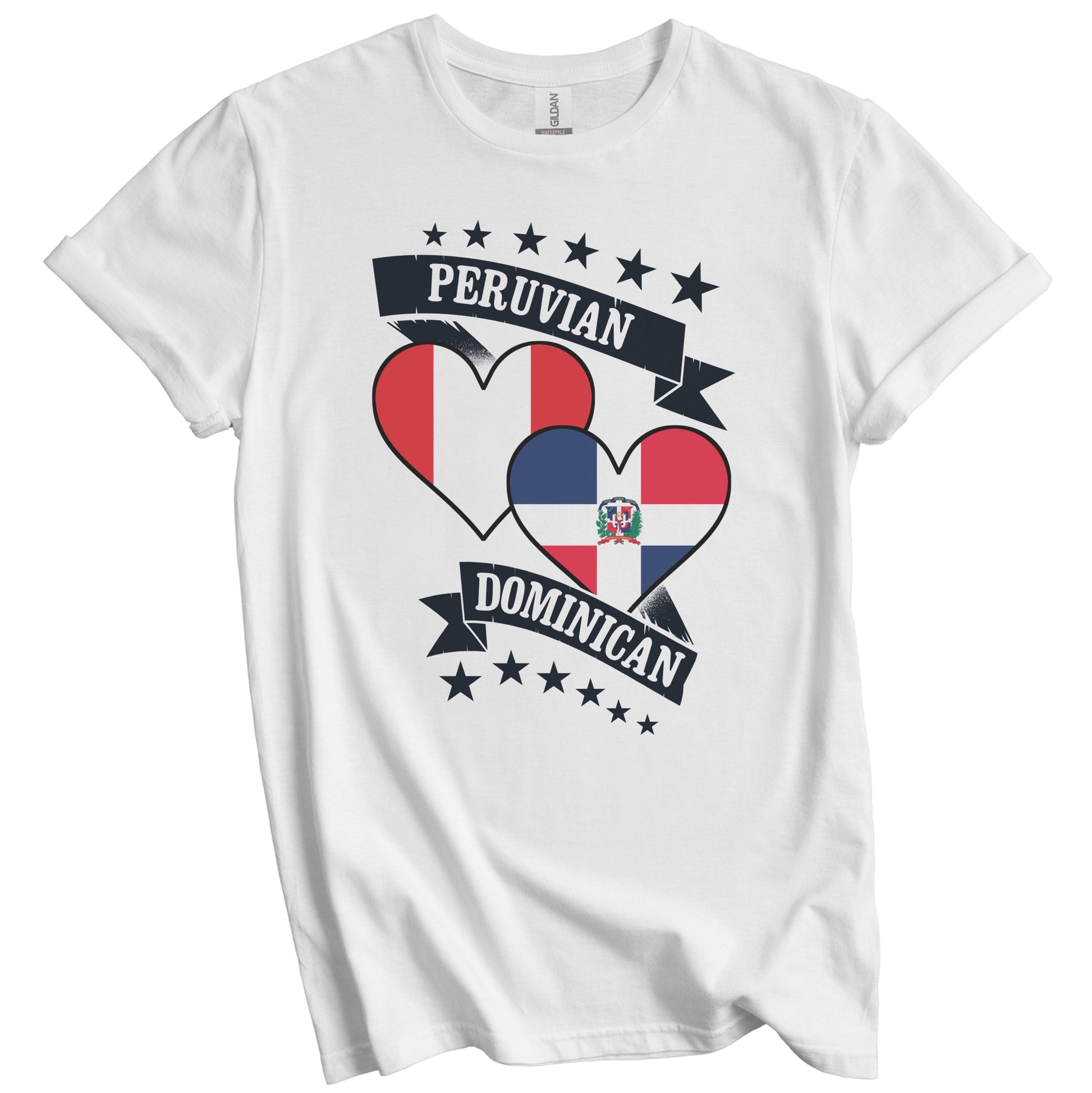 Peruvian Dominican Heart Flags Peru Dominican Republic T-Shirt