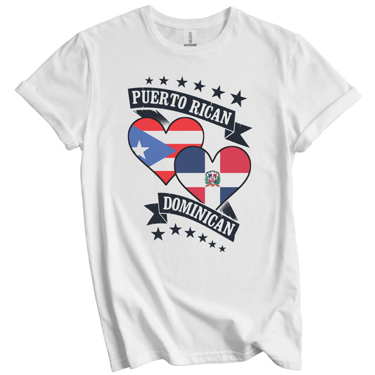 Puerto Rican Dominican Heart Flags Puerto Rico Dominican Republic T-Shirt