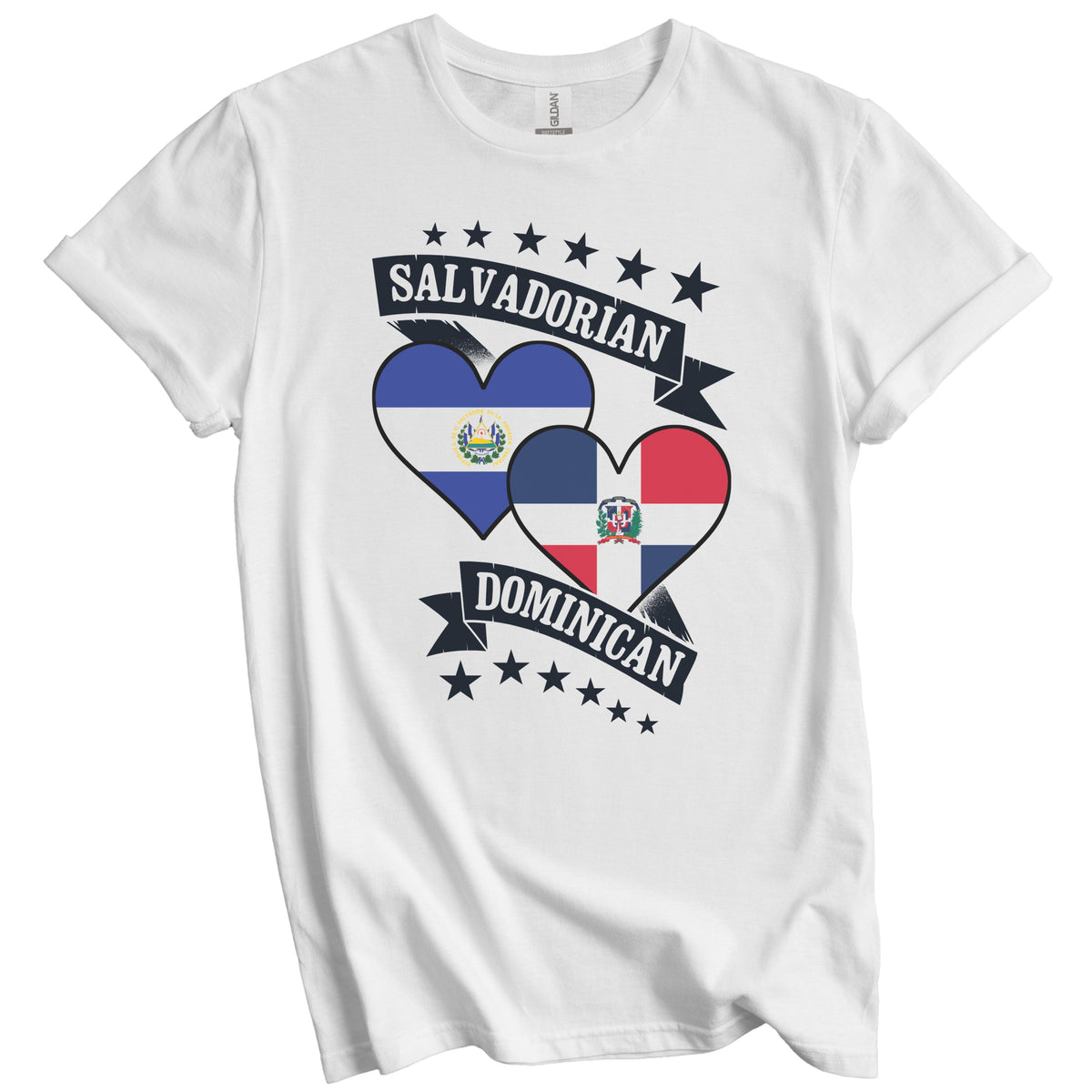 Salvadorian Dominican Heart Flags El Salvador Dominican Republic T-Shirt