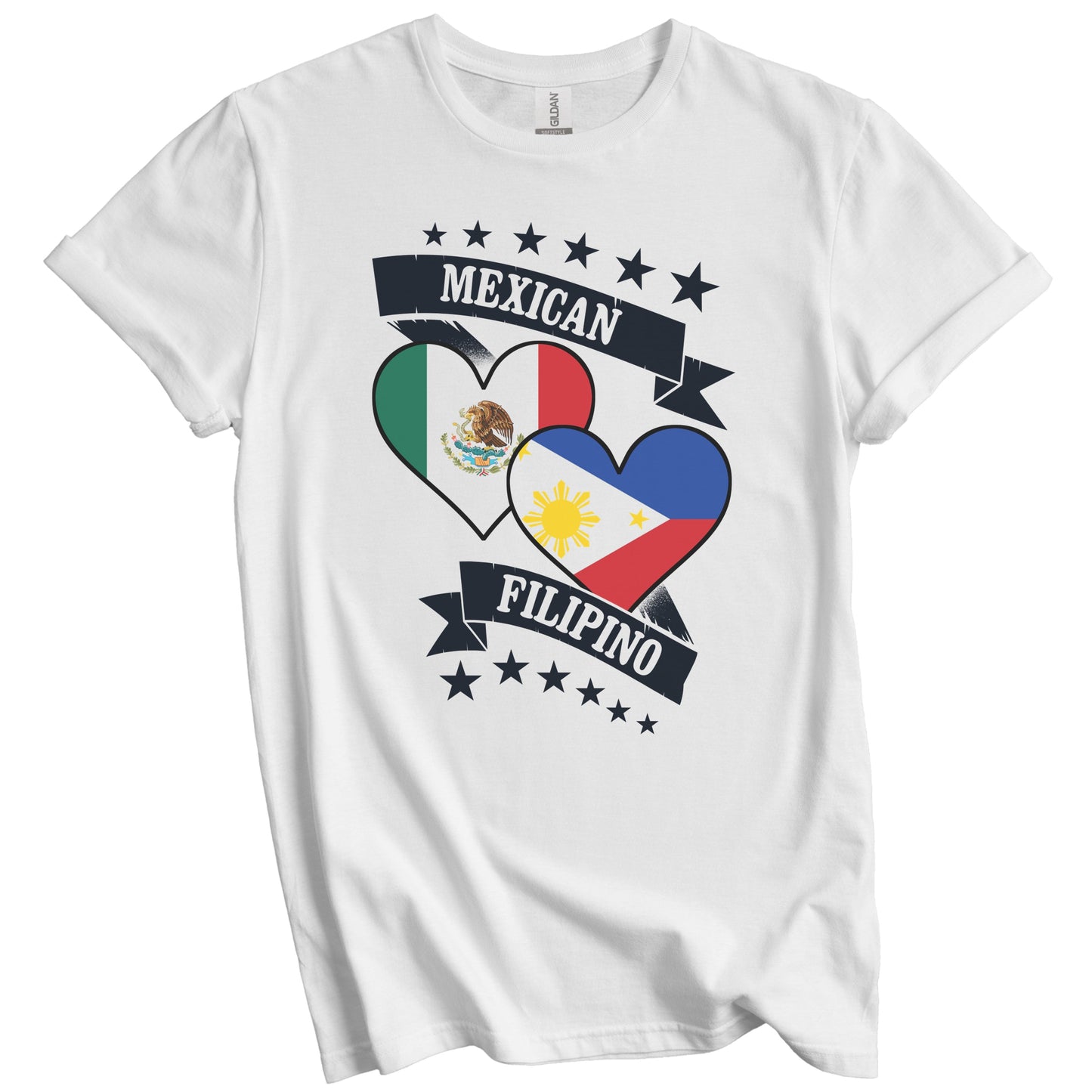 Mexican Filipino Heart Flags Mexico Philippines T-Shirt