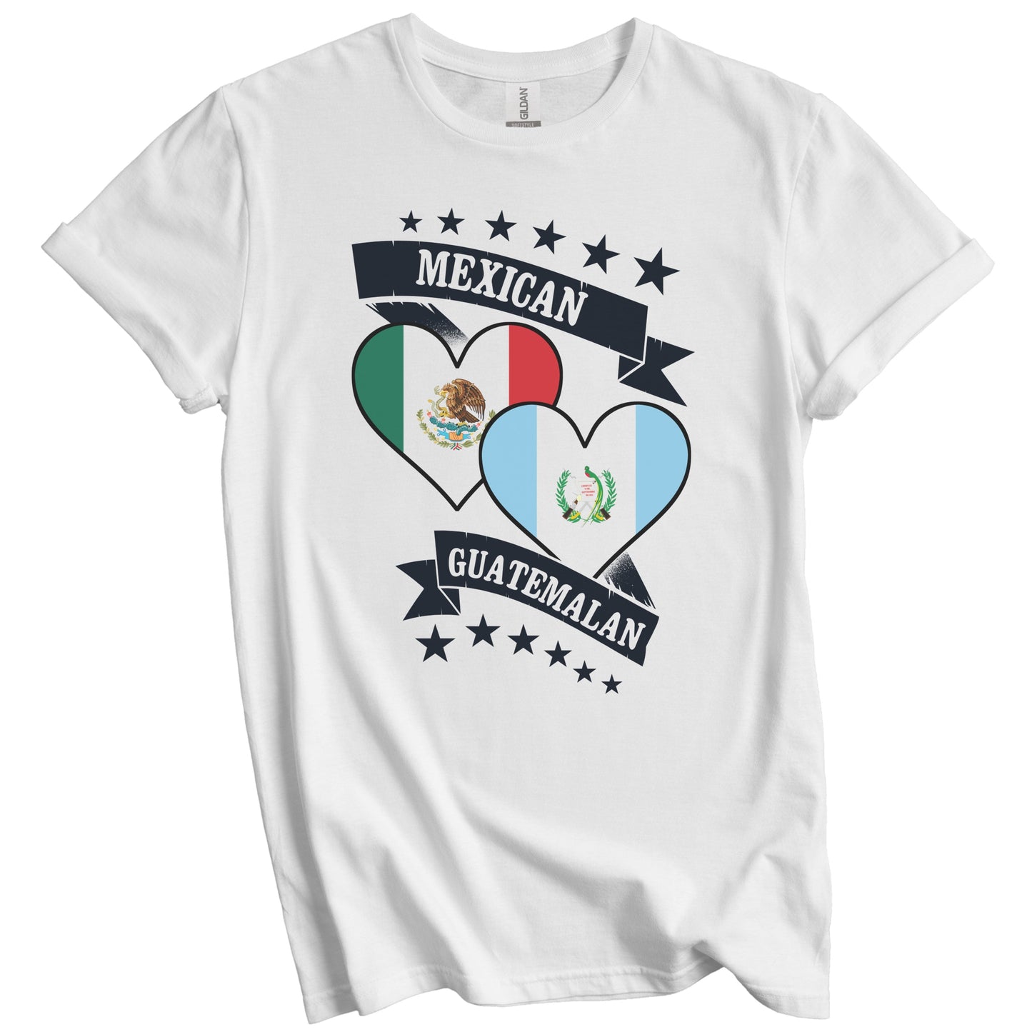 Mexican Guatemalan Heart Flags Mexico Guatemala T-Shirt