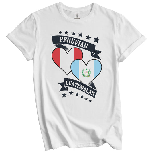 Peruvian Guatemalan Heart Flags Peru Guatemala T-Shirt