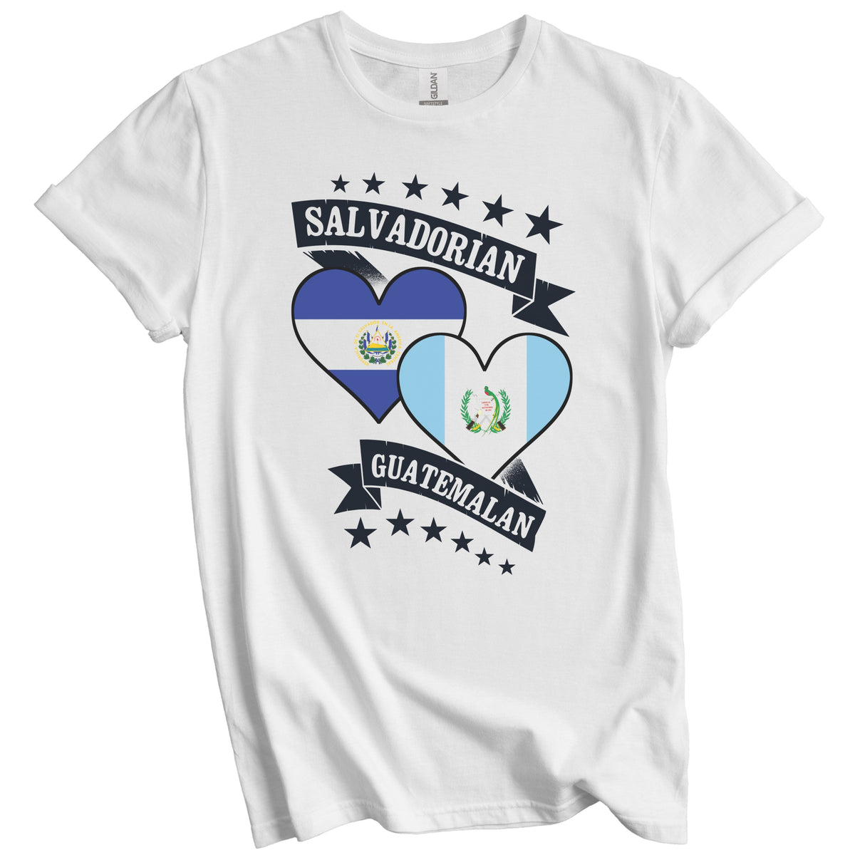 Salvadorian Guatemalan Heart Flags El Salvador Guatemala T-Shirt