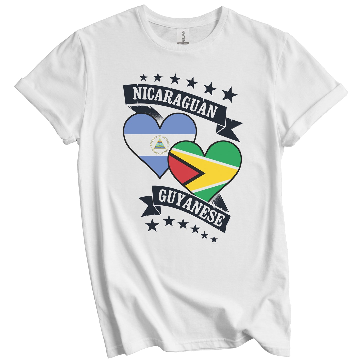 Nicaraguan Guyanese Heart Flags Nicaragua Guyana T-Shirt