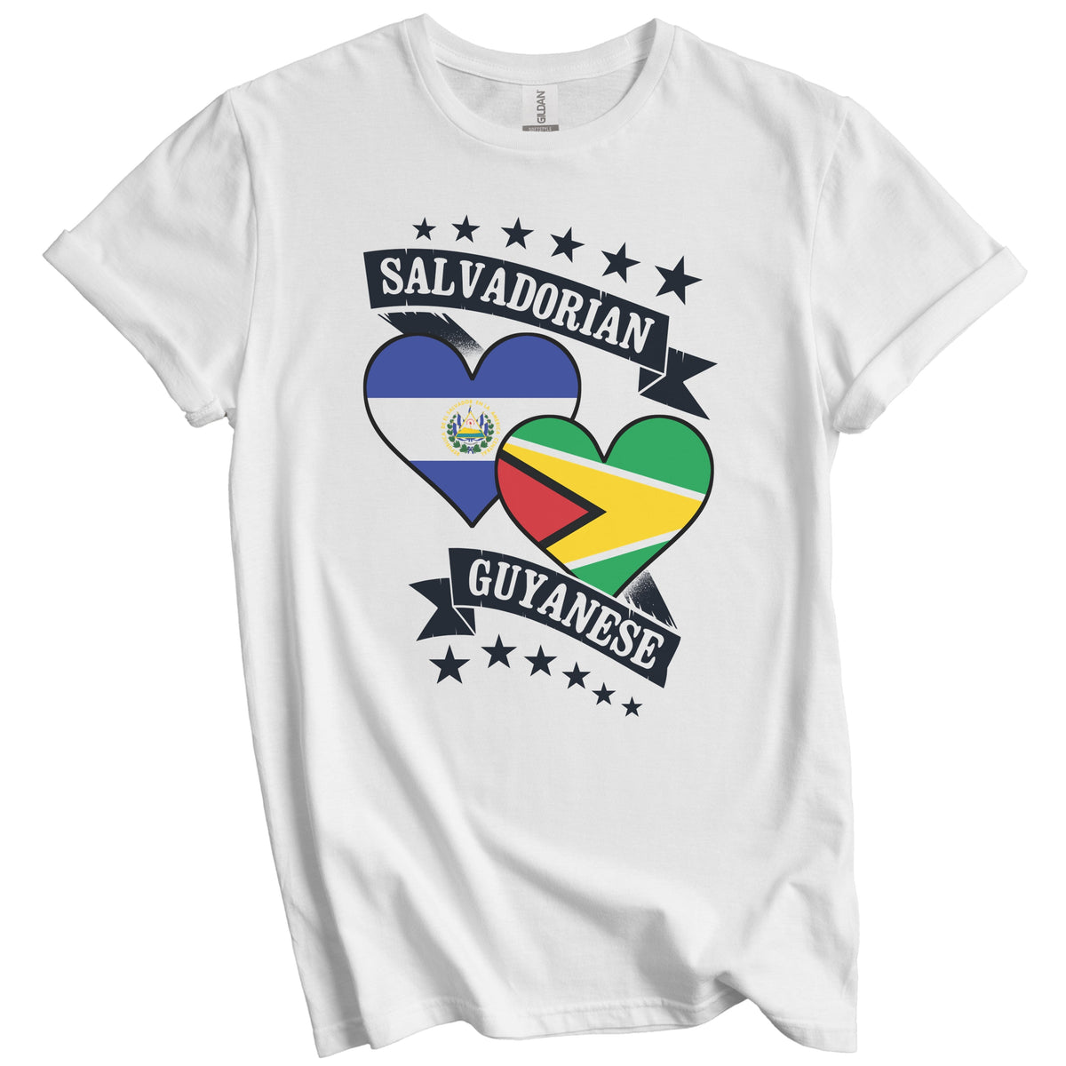 Salvadorian Guyanese Heart Flags El Salvador Guyana T-Shirt