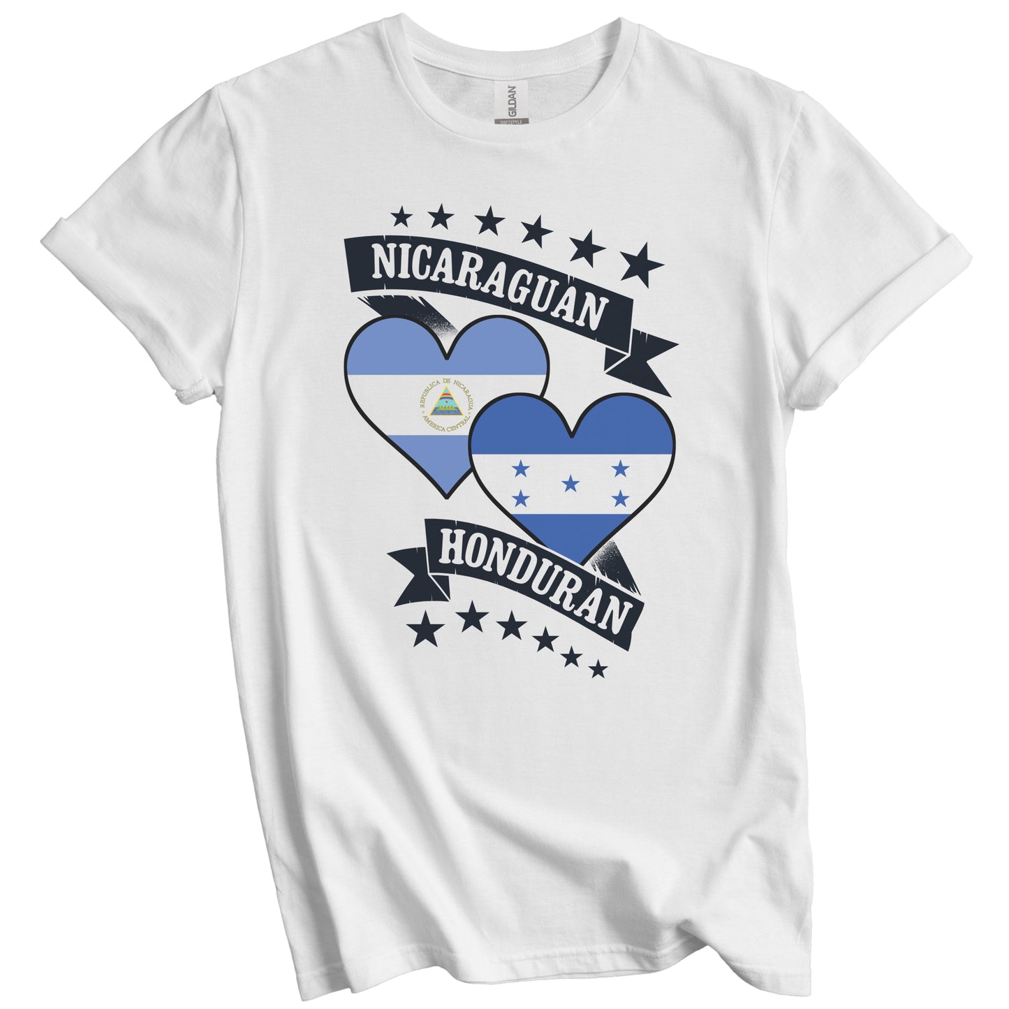 Nicaraguan Honduran Heart Flags Nicaragua Honduras T-Shirt