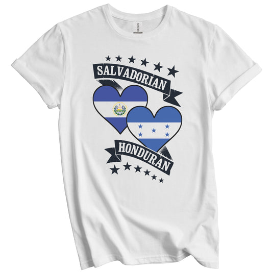 Salvadorian Honduran Heart Flags El Salvador Honduras T-Shirt