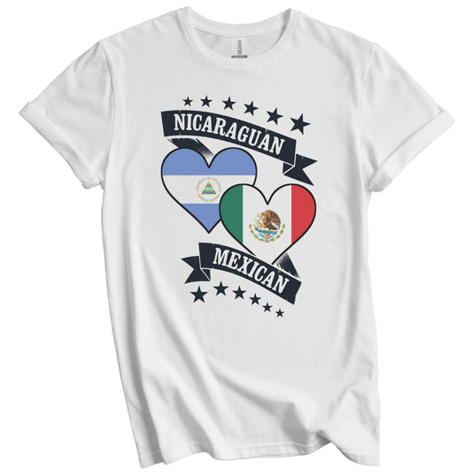 Nicaraguan Mexican Heart Flags Nicaragua Mexico T-Shirt