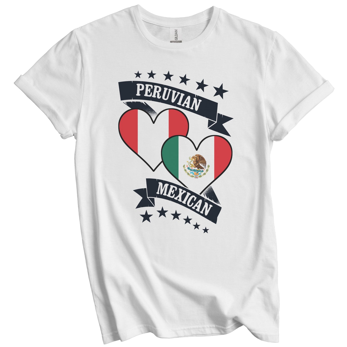 Peruvian Mexican Heart Flags Peru Mexico T-Shirt