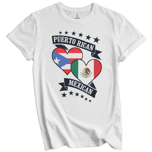 Puerto Rican Mexican Heart Flags Puerto Rico Mexico T-Shirt
