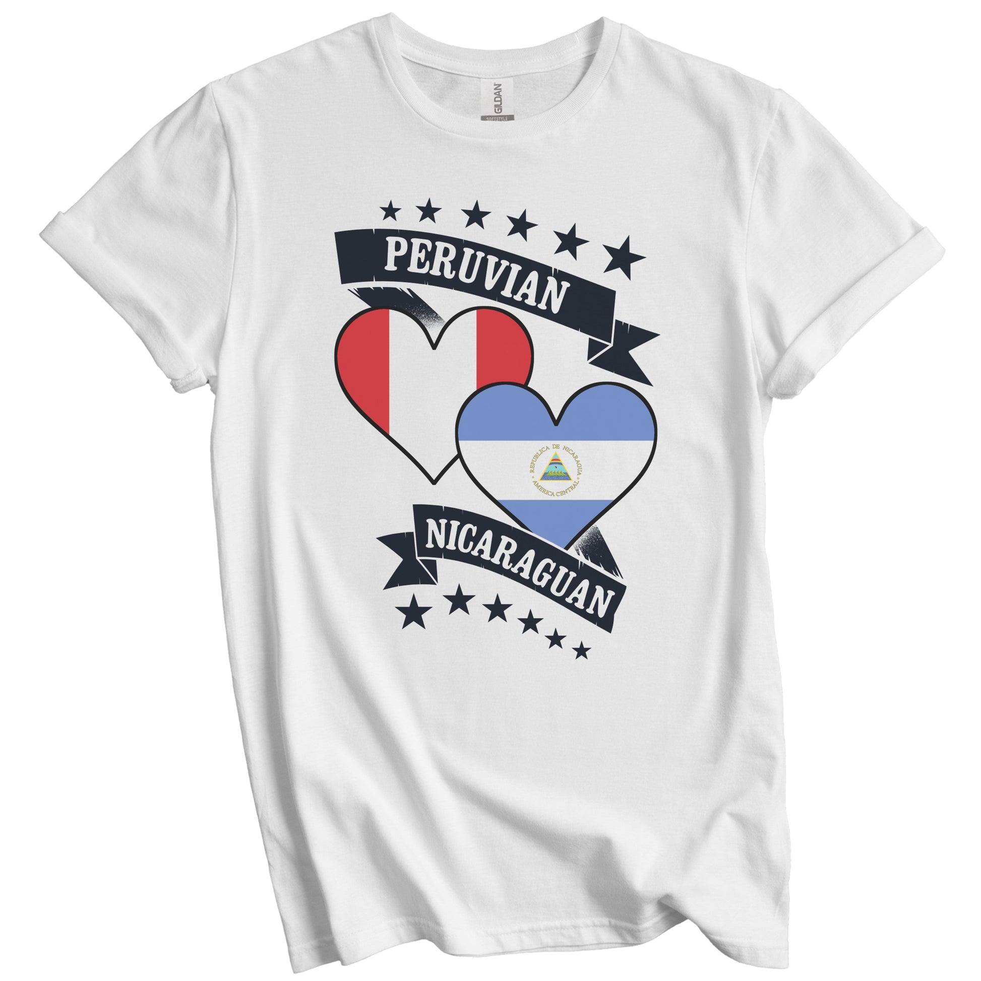 Peruvian Nicaraguan Heart Flags Peru Nicaragua T-Shirt