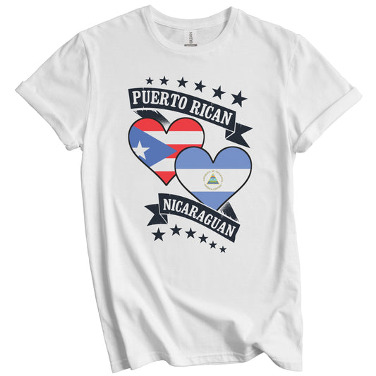 Puerto Rican Nicaraguan Heart Flags Puerto Rico Nicaragua T-Shirt