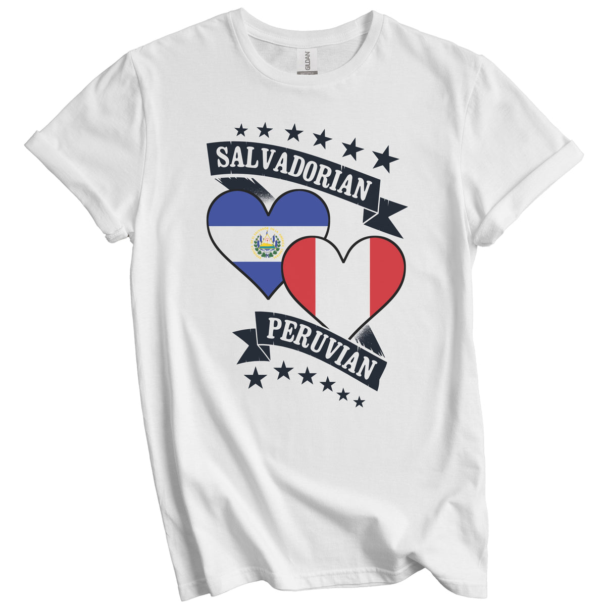 Salvadorian Peruvian Heart Flags El Salvador Peru T-Shirt