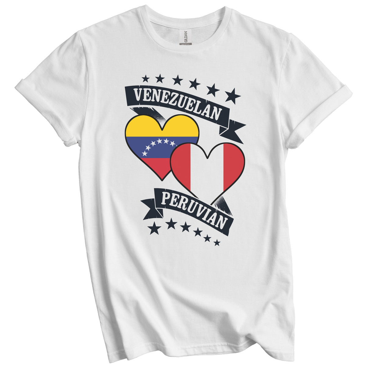 Venezuelan Peruvian Heart Flags Venezuela Peru T-Shirt