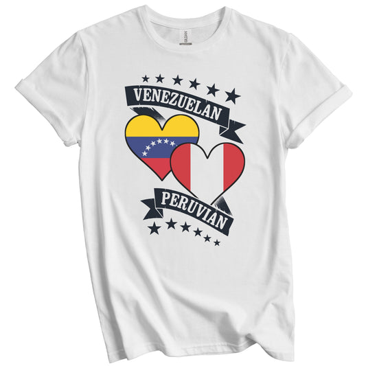 Venezuelan Peruvian Heart Flags Venezuela Peru T-Shirt