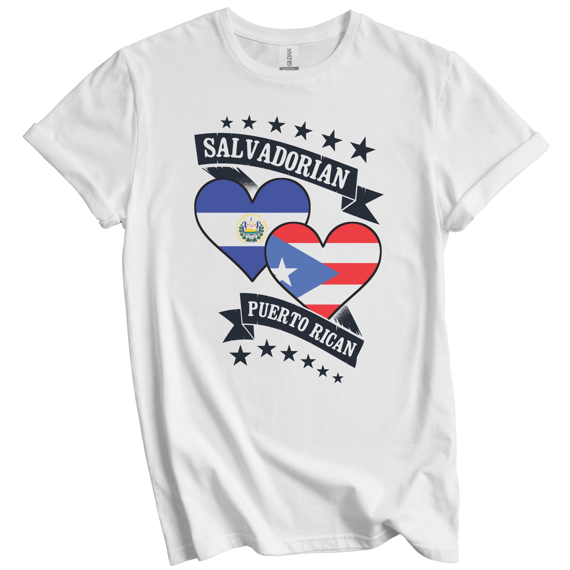 Salvadorian Puerto Rican Heart Flags El Salvador Puerto Rico T-Shirt