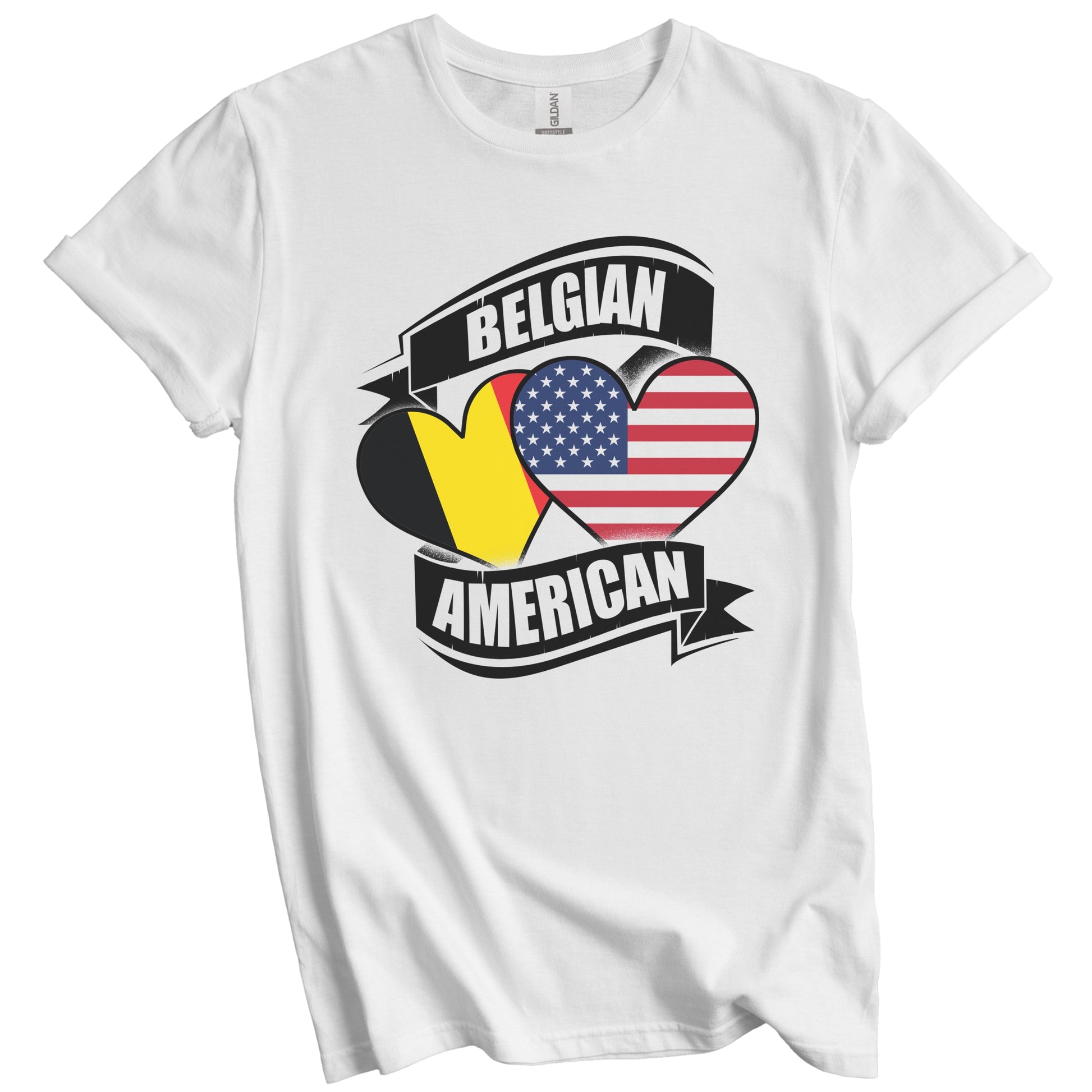 Belgian American Hearts USA Belgium Flags T-Shirt