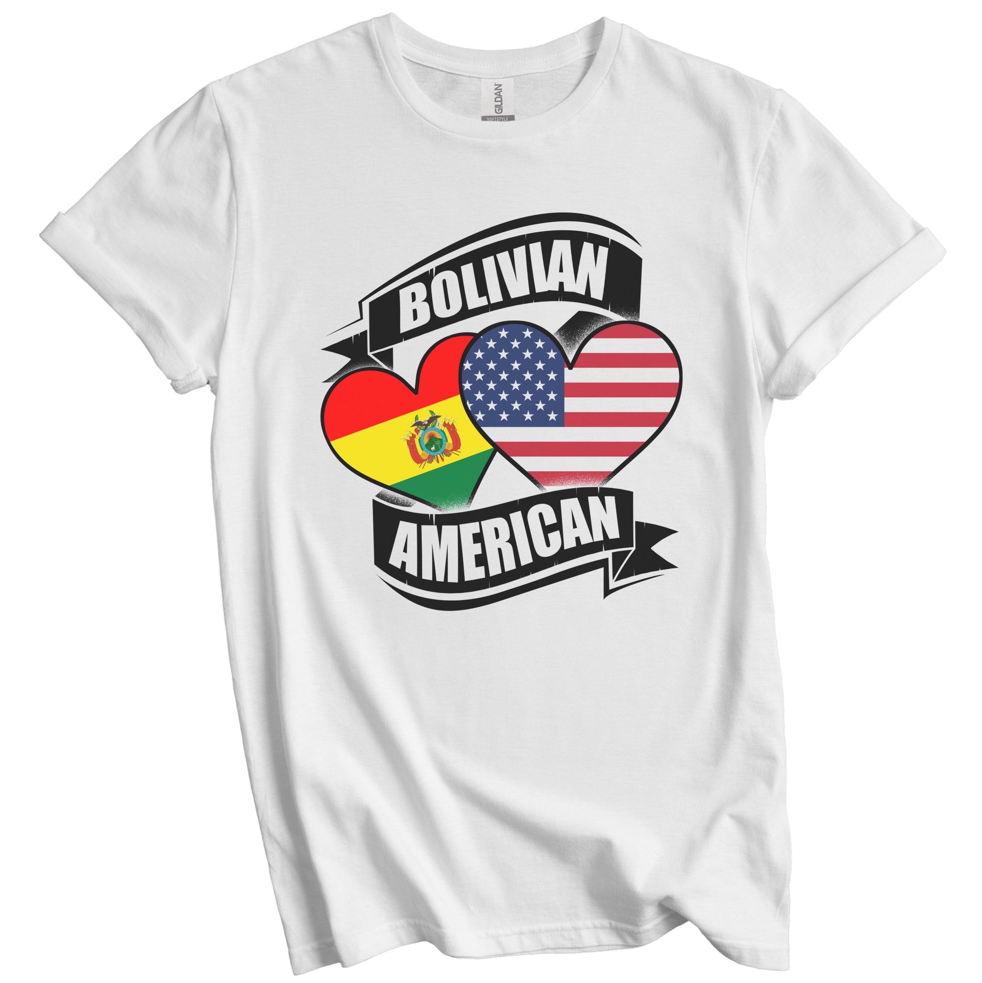 Bolivian American Hearts USA Bolivia Flags T-Shirt