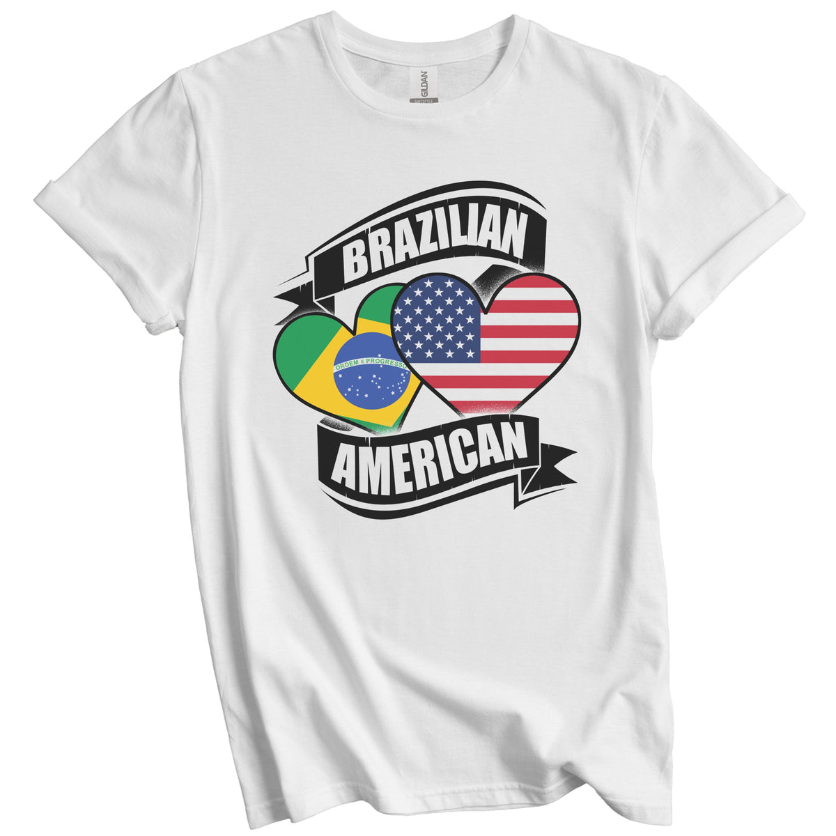 Brazilian American Hearts USA Brazil Flags T-Shirt
